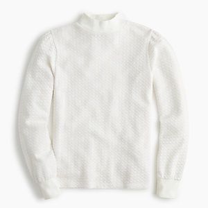 J. Crew Pointelle Mockneck Puffed-Sleeve T-Shirt